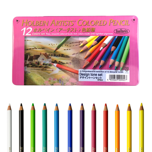 coloured pencil tin and twelve coloured pencils