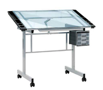 Vision Silver & Blue Glass Top Table