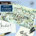 Kuretake Bimoji brush pen artwork and lettering samples with AP certified packaging graphic