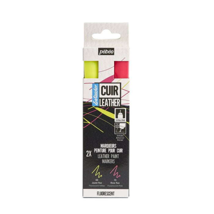 Pébéo Setacolor Leather Markers - Set of 2 Fluorescent Colours