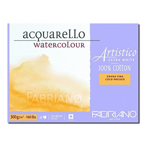 Fabriano Artistico Extra White Cold Press watercolour block 9x12 inch 100 percent cotton paper