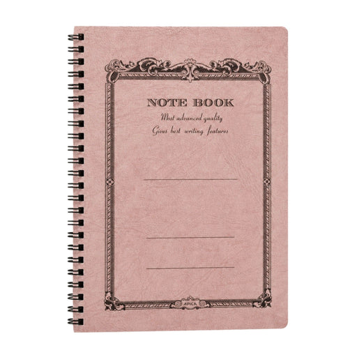 Apica CD Twin Ring Notebook in Peach with vintage-inspired cover design and twin ring spiral binding