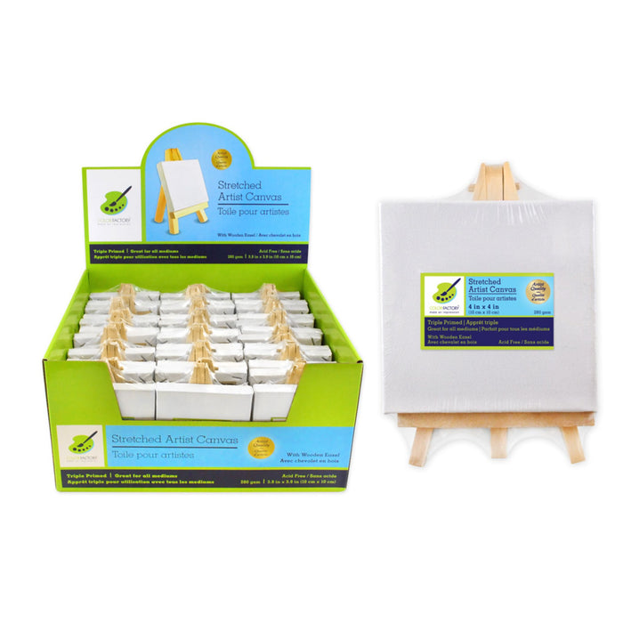 Color Factory Stretched Canvas on Wooden Easel - 10x10cm