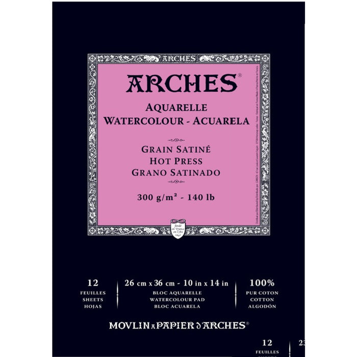 Arches Hot Press Watercolour Pad 10x14 inch professional cotton watercolour paper block