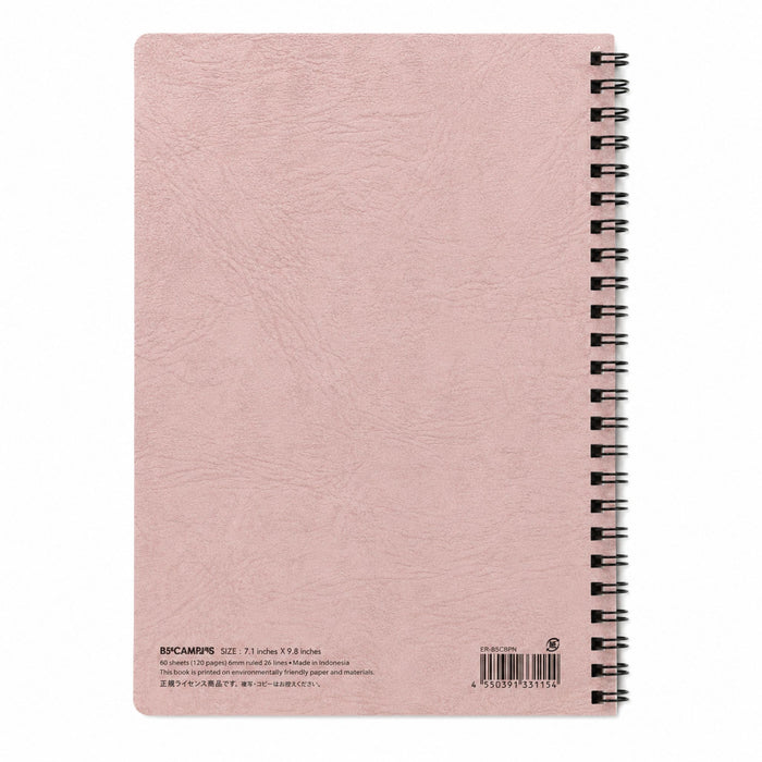 Back cover of Apica CD Twin Ring Notebook showing notebook specifications and black twin ring binding