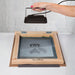 Speedball screen printing setup using inkjet transparency sheet for photo emulsion stencil exposure