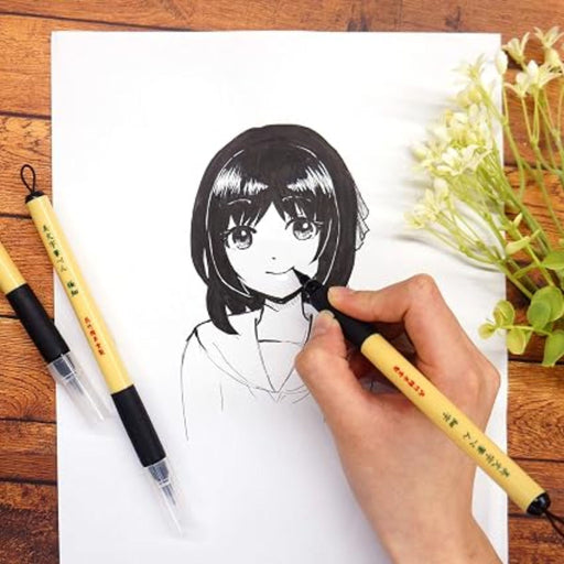 Kuretake Bimoji Fude Brush Pen used for manga-style illustration linework