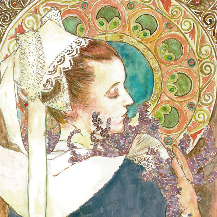 Gansai Tambi watercolour painting example Art Nouveau style illustration