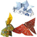 Origami models folded from Folia decorative patterned paper
