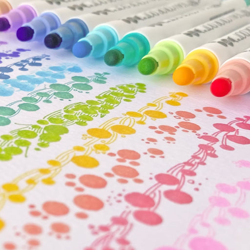 ZIG Clean Colour Dot markers creating colourful dot patterns and decorative plant designs