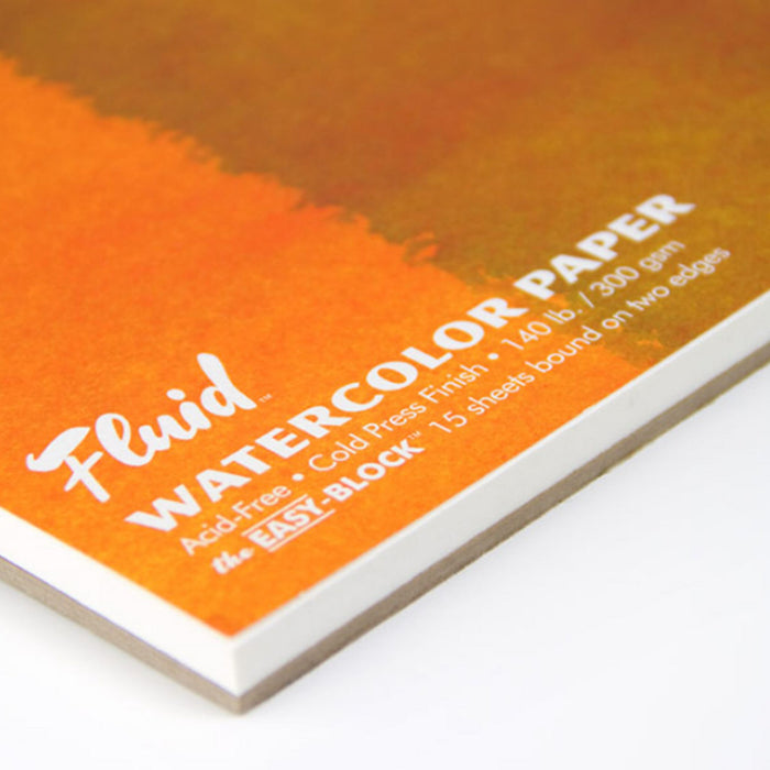 Close-up of Fluid Watercolour Paper Block Cold Press Easy-Block binding system