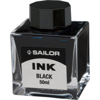 Close-up of Sailor Black fountain pen ink 50ml glass bottle