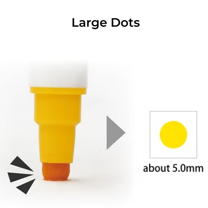 Large dot tip example showing approximately 5.0 mm dot from Kuretake Clean Colour Dot marker