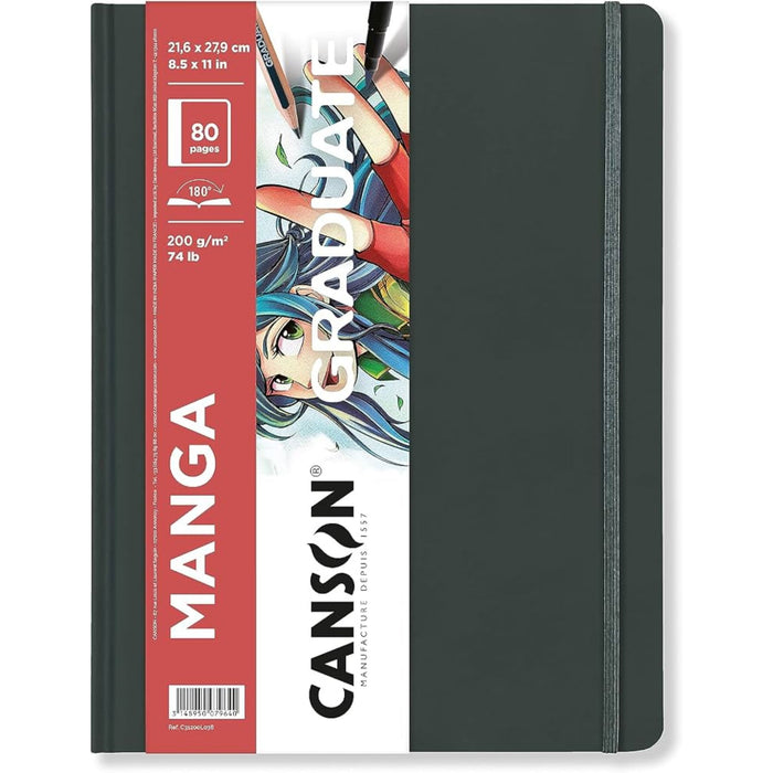 Canson Graduate Manga Sketchbook 8.5 x 11 inch with smooth 200 gsm paper and elastic closure