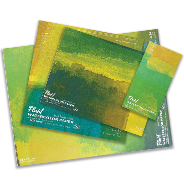 Assorted Fluid Hot Press Watercolour Paper Blocks with Easy-Block binding system