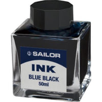 Close-up of Sailor Blue-Black fountain pen ink 50ml glass bottle