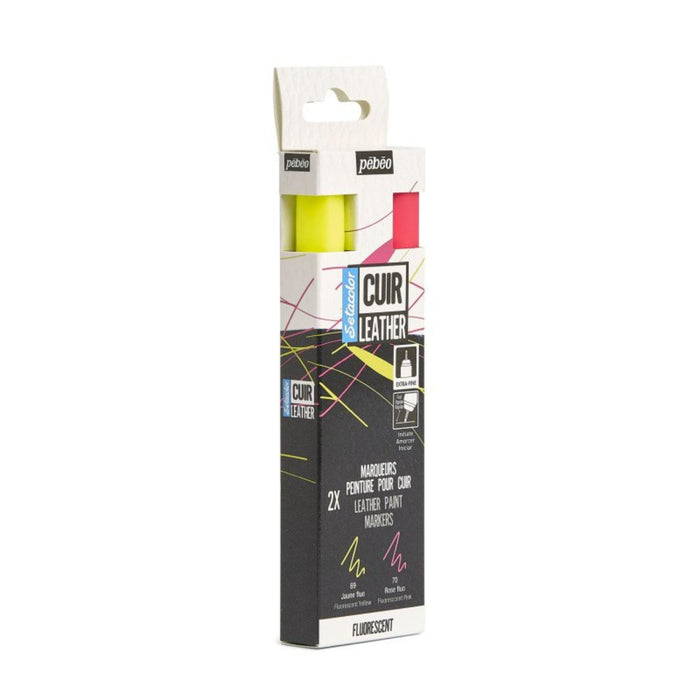 Pébéo Setacolor Leather Markers - Set of 2 Fluorescent Colours