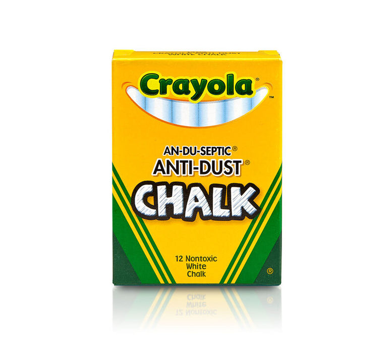 box of 12 white Crayola anti dust chalk