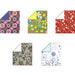 Five decorative origami paper pattern samples from Folia pack