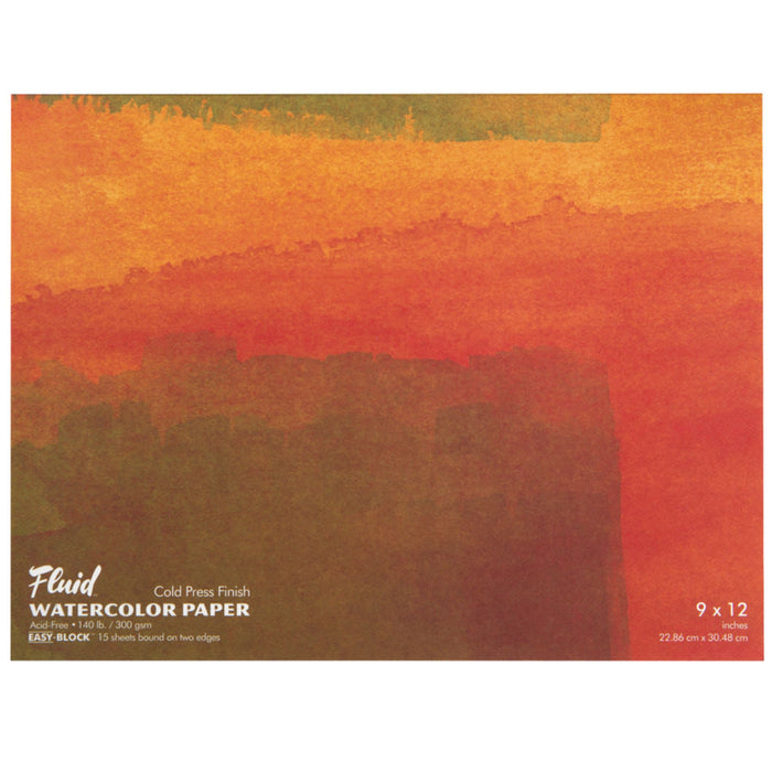 Fluid Watercolour Paper Block Cold Press 9x12 inch 15-sheet block