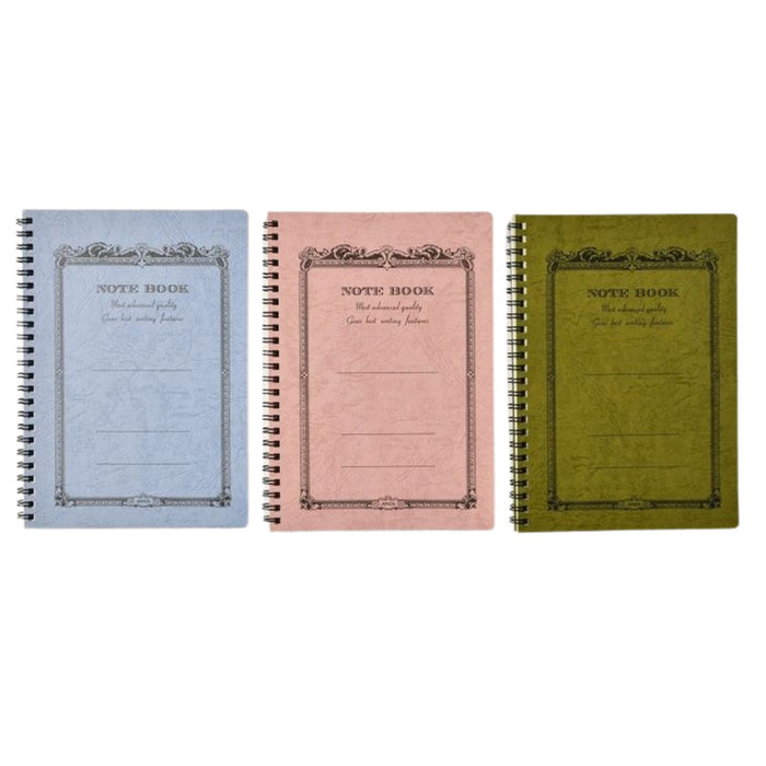 Apica CD Twin Ring Notebook collection available in Wisteria, Peach, and Olive colours