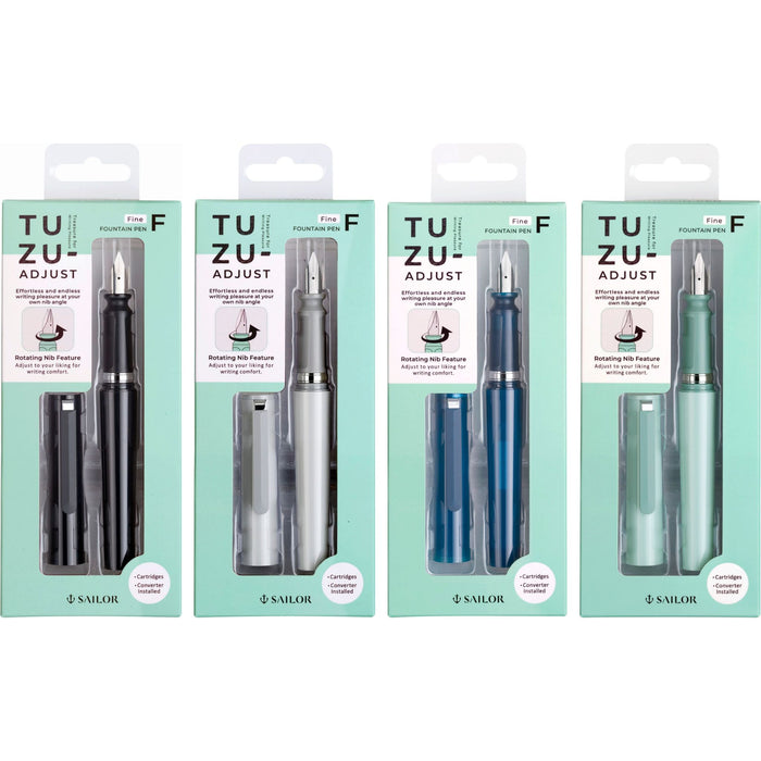 Sailor TUZU Adjust fountain pen colour options in retail packaging