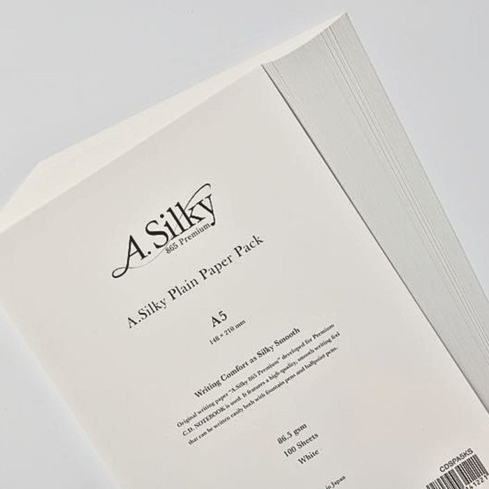 Close-up of Apica A Silky Plain Paper Pack A5 premium writing paper