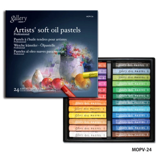 Mungyo Gallery Professional Soft Oil Pastel Set of 24 in open tray