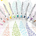 Assorted Kuretake ZIG Clean Colour Dot markers arranged with sample dot patterns
