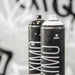 Close-up of MTN Maximo 750ml spray paint cans showing professional aerosol paint nozzles
