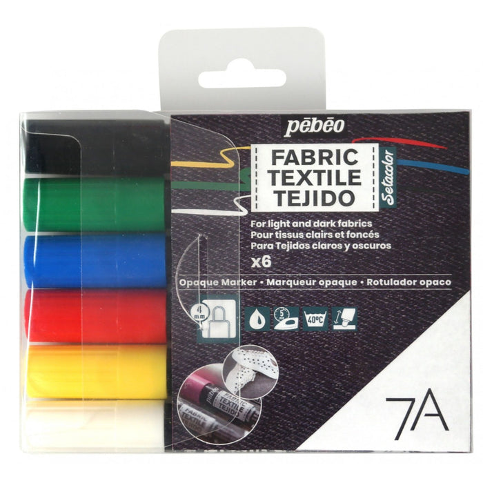 Pébéo 7A Opaque Markers 4 mm Set of 6 Assorted Markers