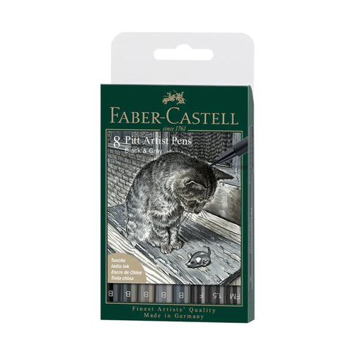 Faber Castell Pitt Artist Pens Set of 8 - Black & Grey