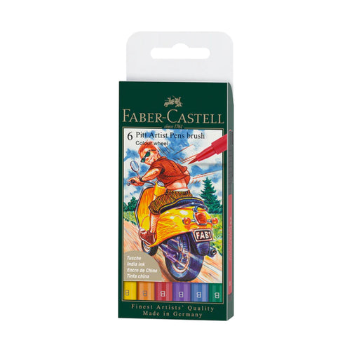 Faber Castell Pitt Brush Pen Set of 6 - Colour Wheel