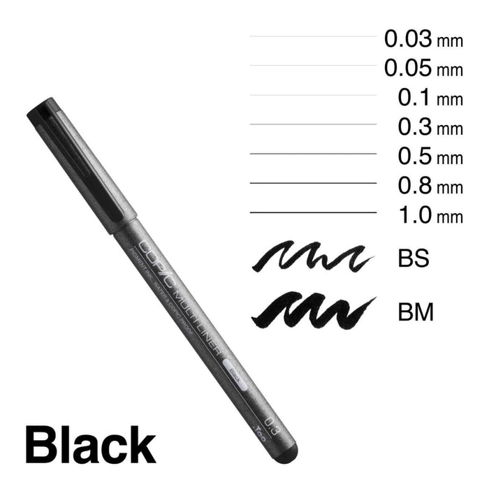 Copic Multiliners Fineliners Black Set of 9