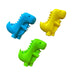 Dinosaur shaped crayons in yellow blue and green