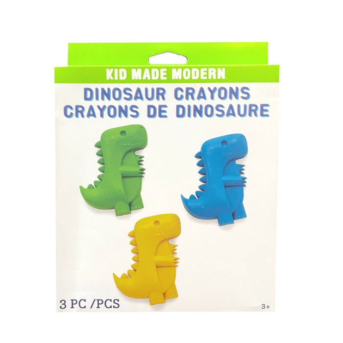 Set of three dinosaur shaped crayons in box