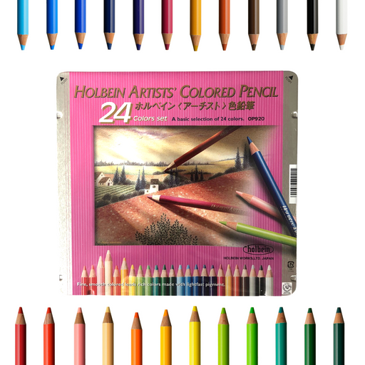 set of 24 coloured pencil tin and 24 coloured pencils