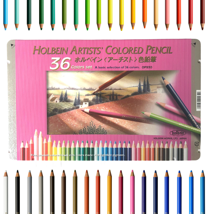 coloured pencil tin and 36 coloured pencils