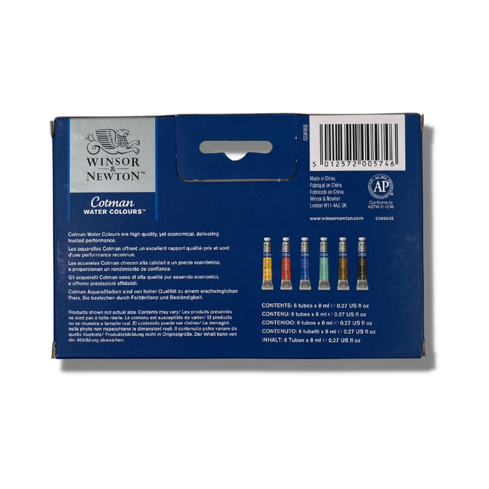 Winsor & Newton Cotman Watercolour 6 Tube Set rear packaging