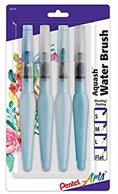 Pentel Assorted Tips Aquash Water Brush 4 Pack Carded