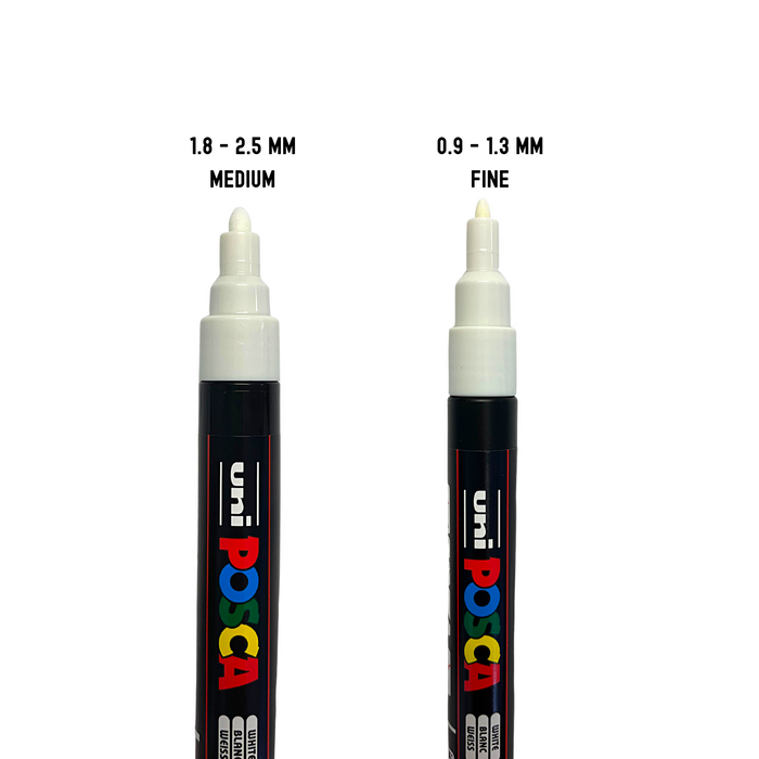 Examples of the medium and fine Posca paint marker nibs