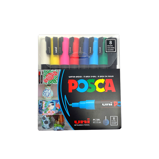 Set of 8 posca paint markers in primary colours