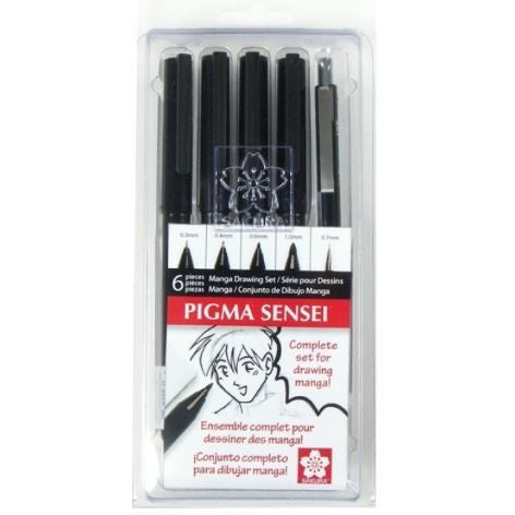 Sakura Pigma Sensei Manga Drawing Pen Set of 6