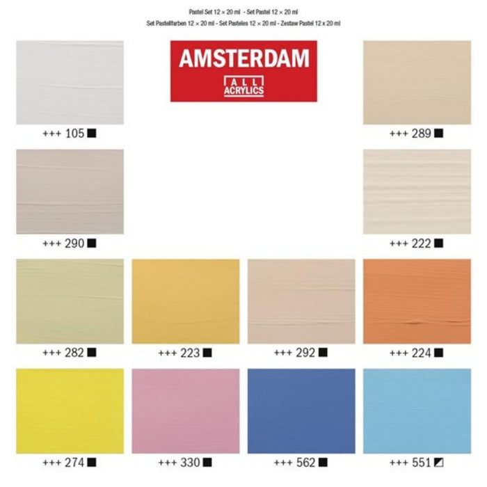 Amsterdam Acrylic Paint Pastel Set of 12 20ml Tubes
