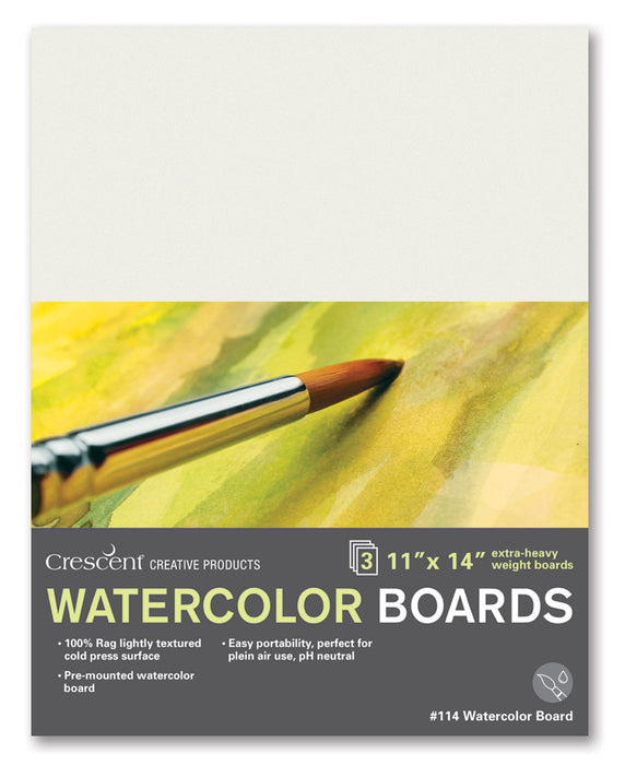Crescent White 9" x 12" Extra Heavy Weight Cold Press Watercolour Board 3 Pack