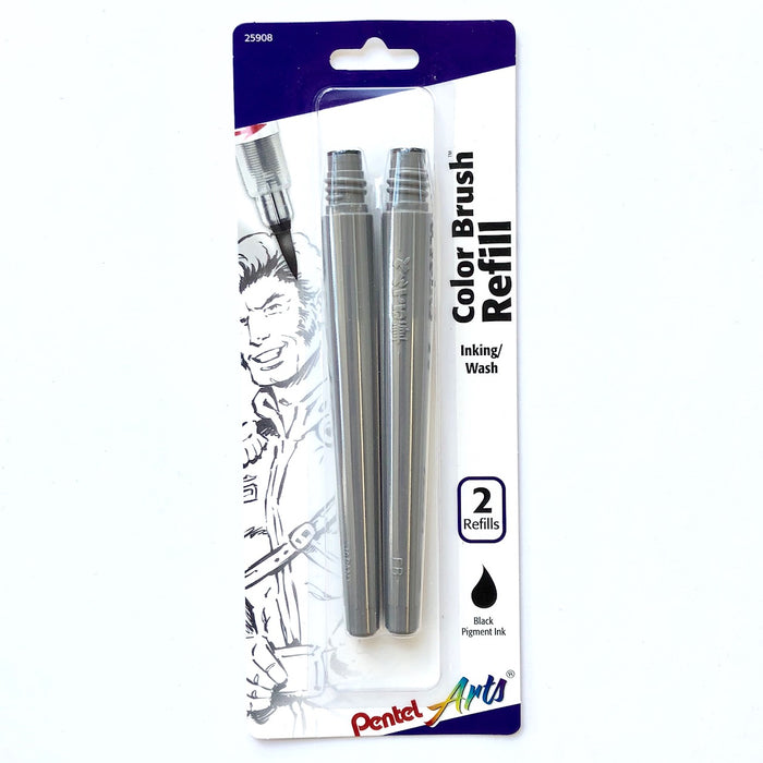 Pentel Arts Color Brush Refill, Black Pigment Ink - 2 pack