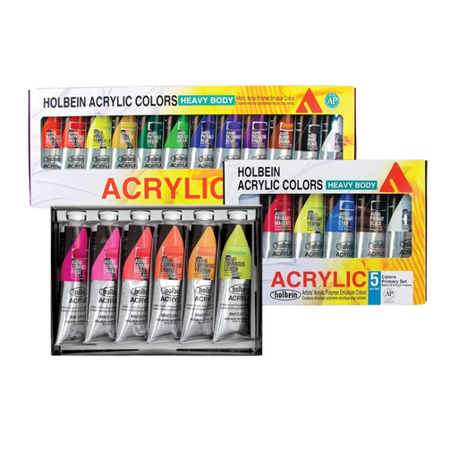 acrylic set of 12, acrylic set of 5 primary, acrylic set of 6 luminous colours