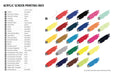 Acrylic Screen printing ink colour reference sheet