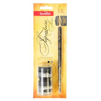 Speedball Signature Series Pen, Nib and Ink Sets - Black Ink & Pen Cleaner