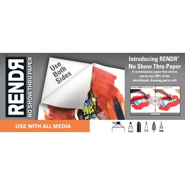 The Crescent Rendr No Show Thru Lay Flat Sketchbook features paper that is  completely resistant to bleedthrough…